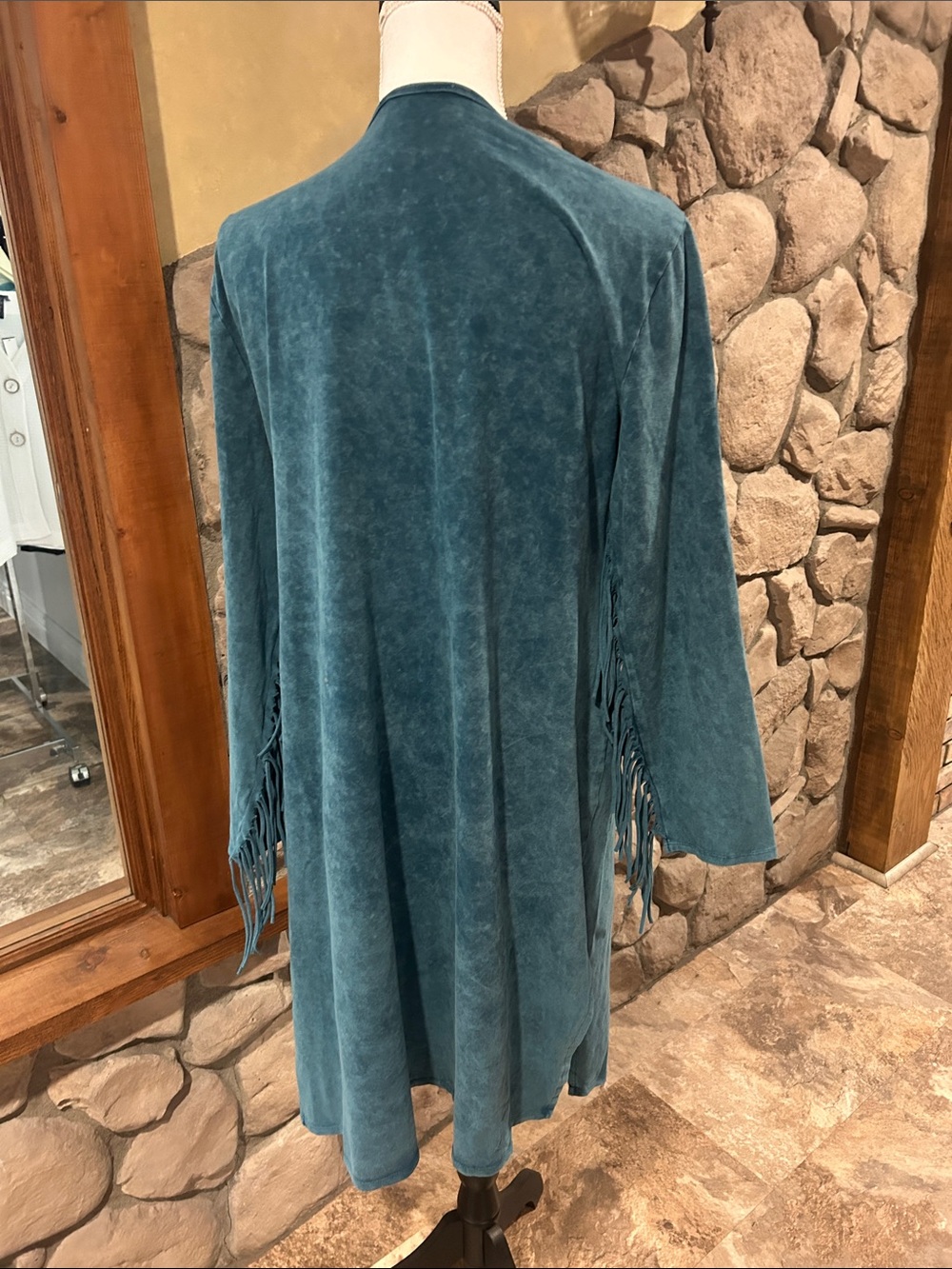 NWT Teal Western Fringe Open Cardigan with Fringe Accents Large - Picture 3 of 4